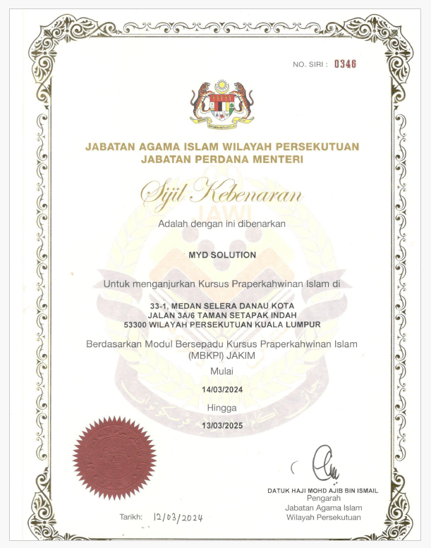 kursus kahwin terbaik Setapak